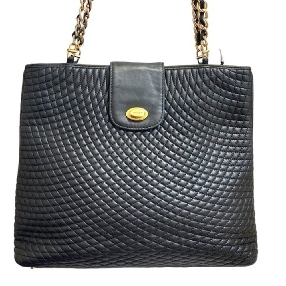 Bally beautiful black leather quilted tote bag